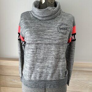 Pink By Victoria's Secret Sweatshirt XS Heather Gray Logo Pullover Cowl Neck